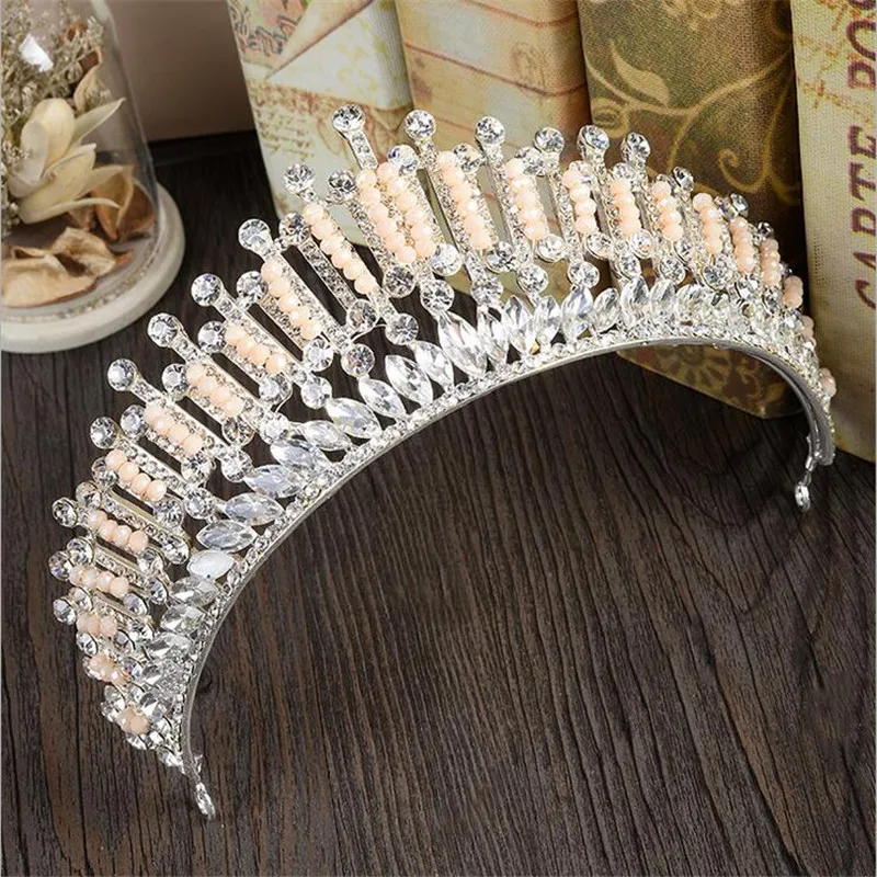 CC tiaras коронки для волос Роскошный Розовый Кристалл Дизайн обручальные свадебные