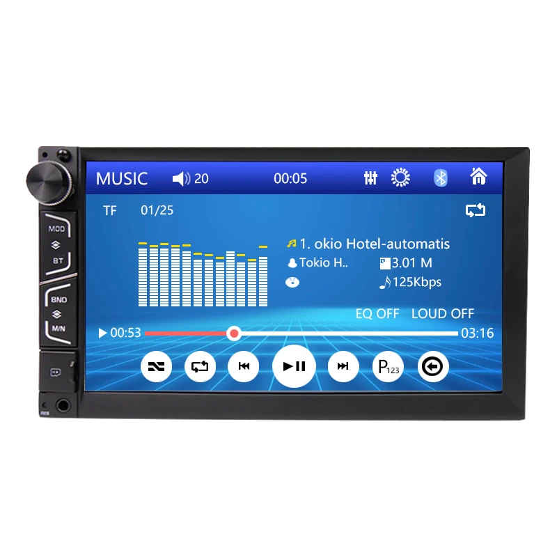7 &quotдвойной DIN сенсорный экран в тире Bluetooth стерео MP5 MP3 аудио 1080P видео плеер FM
