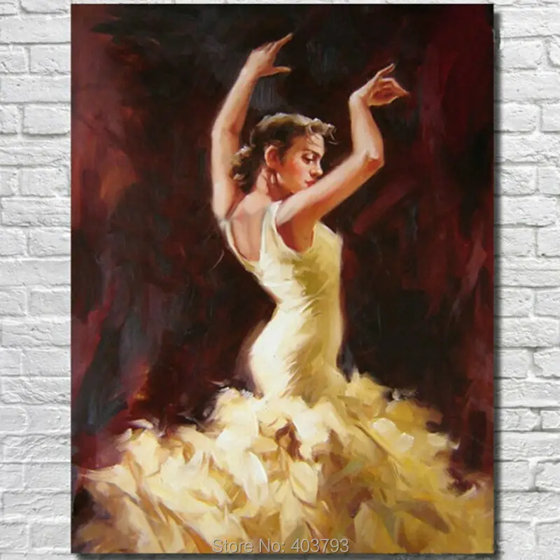 Handpainted Flamenco Spanish Woman Heat Dancing Dancer Oil Painting On Canvas Paintings No Framed - Intl | Дом и сад