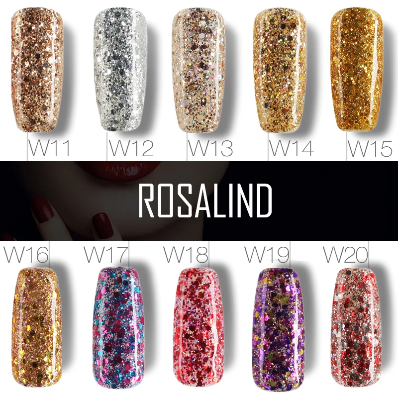 ROSALIND гель 1S P+ черная бутылка 10 мл Алмазный Блеск W01-29 Гель-лак для ногтей Полупостоянный лак для ногтей УФ и светодиодный Гель-лак