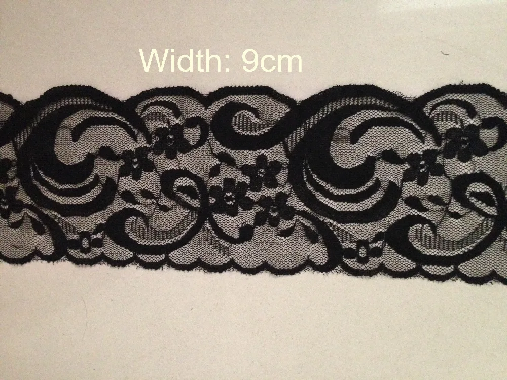 9 см Ширина 10 ярдов/партия черная эластичная Кружевная повязка на голову