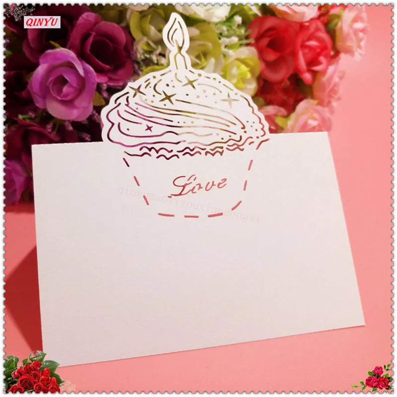 Новинка 2018 г. Лидер продаж карточки для стола с надписью Love торт 50 шт. Pearlscent именем