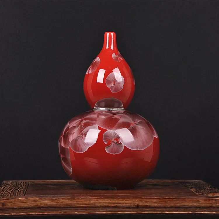 

Jingdezhen high-grade ceramics color glaze vase art red classic modern Home Furnishing decorated living room decoration
