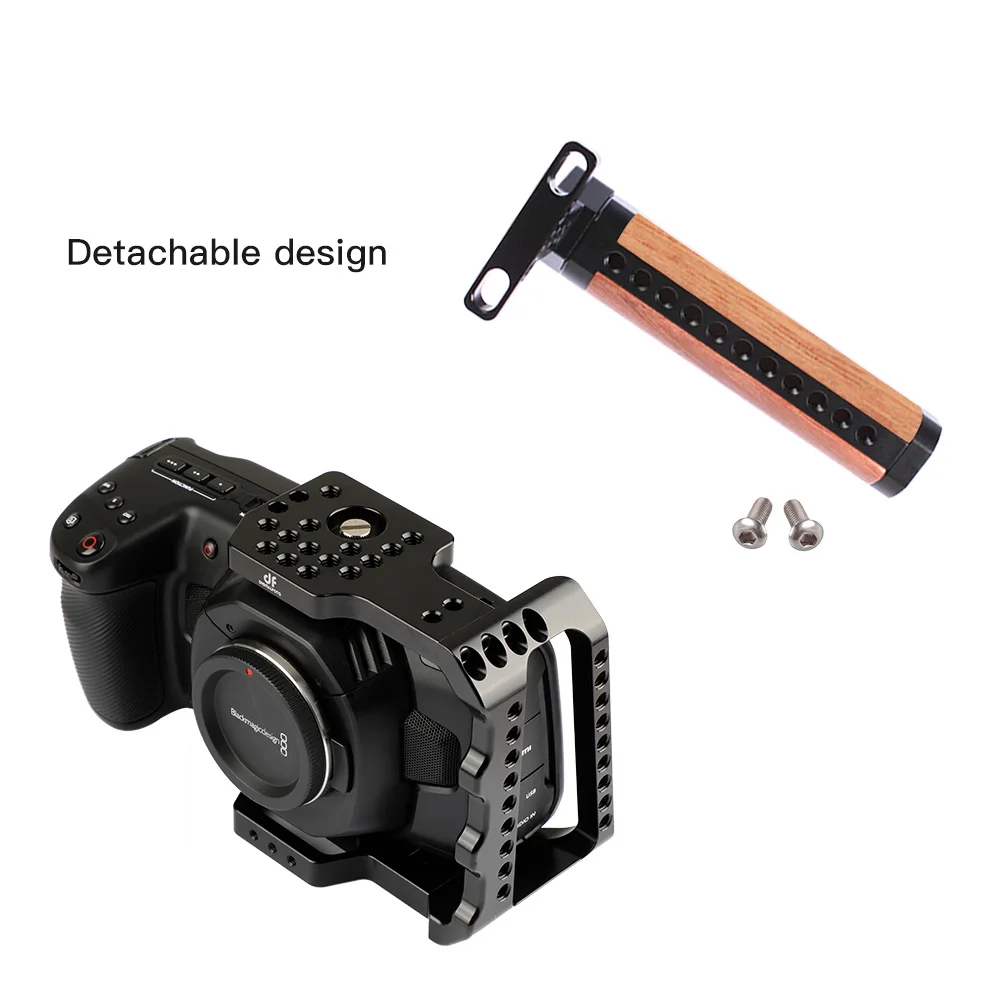 BMPCC 4K клетка Риг с мини волшебной деревянной рукояткой для Blackmagic Дизайн Карманный