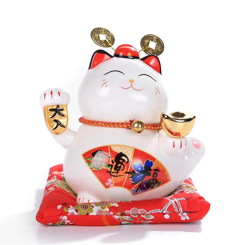 6 дюймов Maneki Neko керамический счастливый кот домашний декор фарфоровые украшения