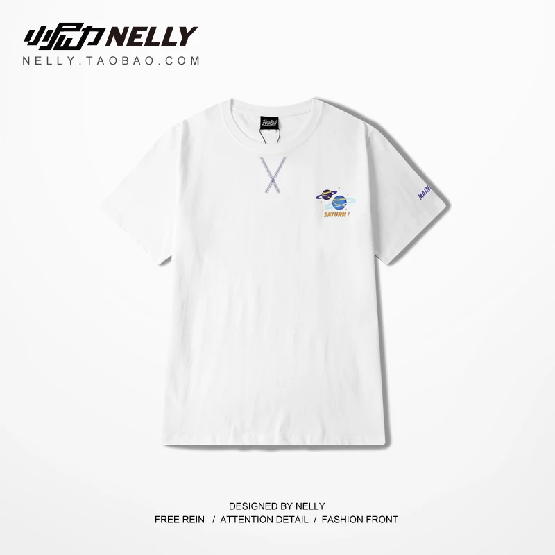 NELLY 2019 Summer Universe Planet Print Short Sleeve Shirt American Style Casual Street Dress Hip Hop Band T-Shirt Tee Male | Мужская