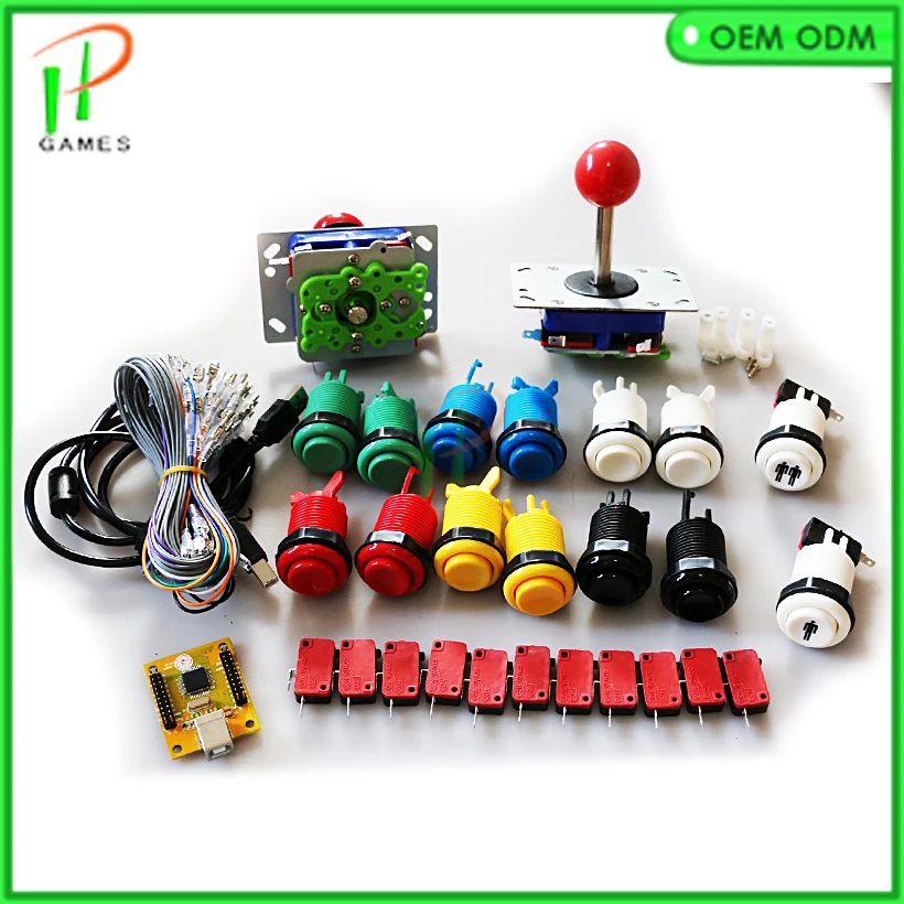 Arcade JAMMA MAME DIY parts KIT for 2 players PC PS/3 2 IN 1 interface USB Encoder to 4/8 way joystick and HAPP buttons