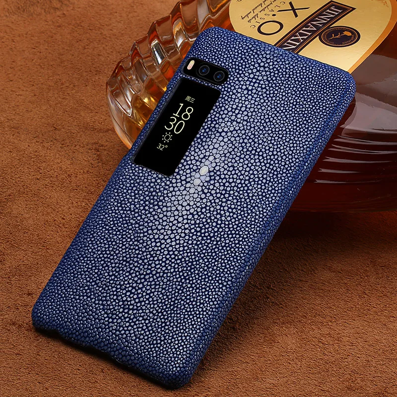 

Custom mobile phone half-pack pearl shell For Meizu Pro 7 case protective cover half-package business high-end leather custom