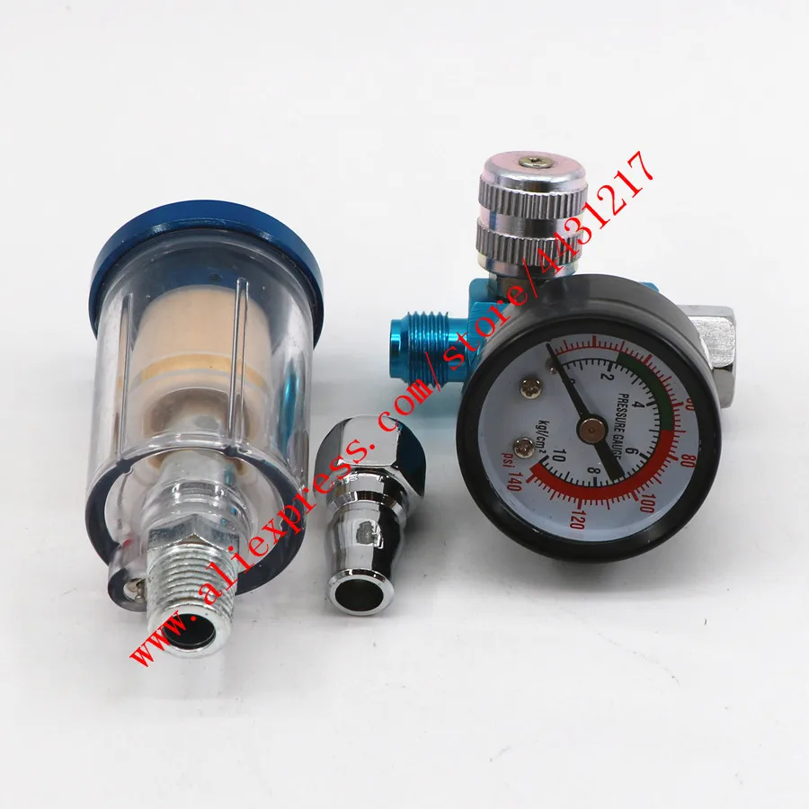 Scratch HVLP Spray Gun Air Regulator Gauge & In-Line Water Trap Filter Tool and Mini | Инструменты