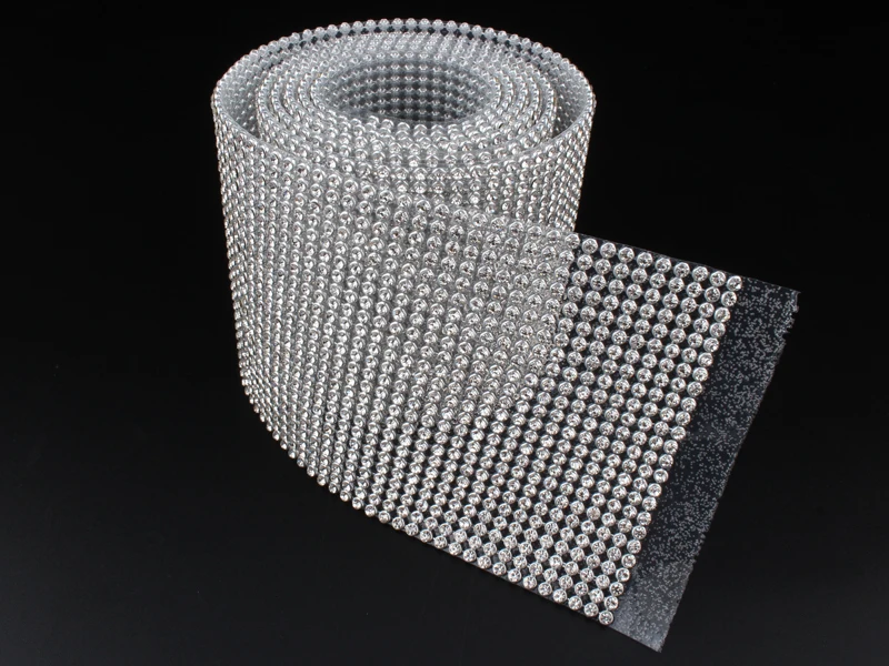 24 ряда SS8 Алмазная стразы горячей фиксации Сетка кольцо с серебристой