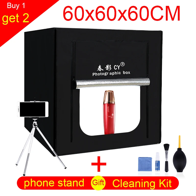 

60*60cm LED Photo Studio light tent Tabletop Shooting SoftBox lightbox+Portable Bag+Dimmer switch AC adapter for Jewelry Toys