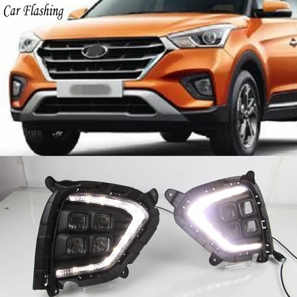 Дневные ходосветильник огни для индийских Hyundai Creta IX25 2017 2018 2019 2020 светодиодные