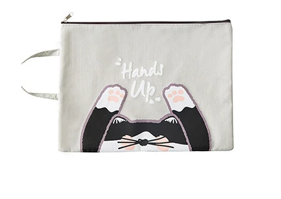 

Холщовая Сумка для документов на молнии с милым мультяшным котом, студент, школа, офис, 1 шт.