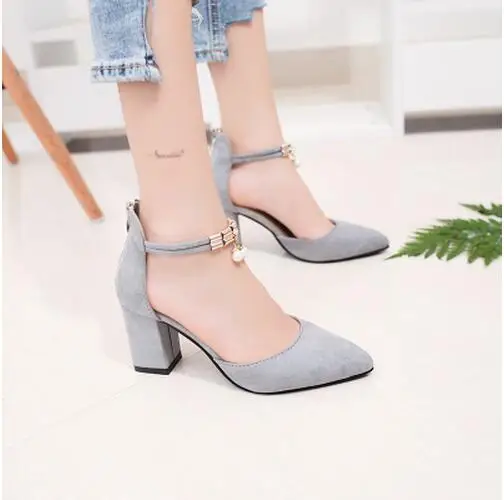 Gray 7cm Популярная Летняя женская обувь; туфли-лодочки с острым носком; модельные туфли; водонепроницаемые мокасины на высоком каблуке; свадебные туфли; tenis feminino; босоножки;# A08 - Цвет: Gray 7cm
