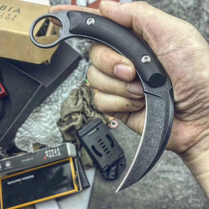 Последние Karambit коготь фиксированным лезвием нож коготь тактические ножи 440C камень мыть лезвие стальная ручка фиксированное лезвие