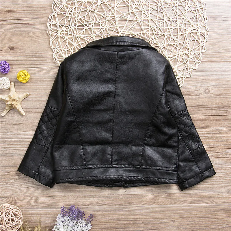 Emmababy autumn Spring Kids PU Leather Jacket Girls black cool Jackets Clothes Children Outwear For Baby Boys Coats | Детская одежда и