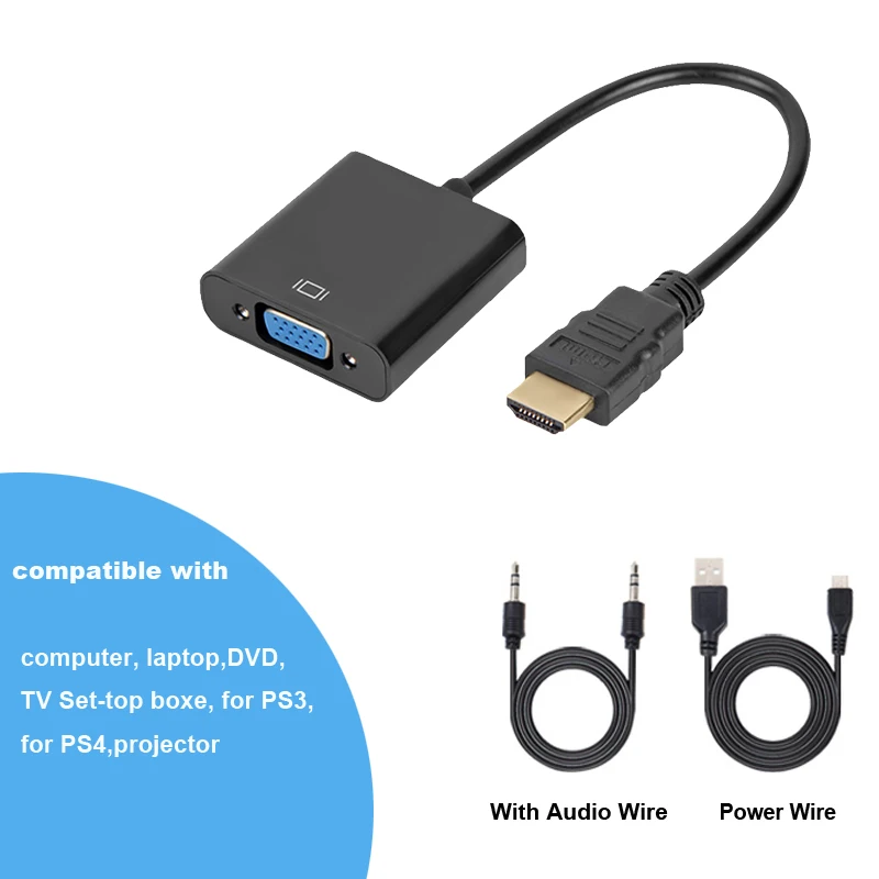 Адаптер hdmi-vga для ПК ноутбука планшета мужчин конвертер с разъемом адаптер 1080P цифровой аналоговый видео аудио