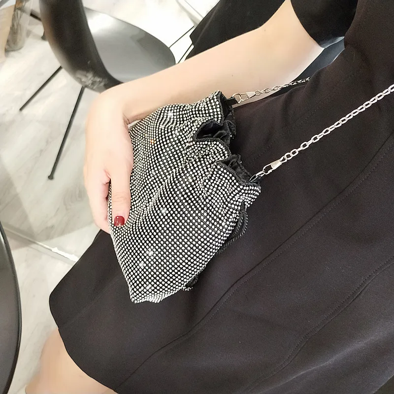 Роскошные сумочки с кристаллами дизайнер DrawString горный хрусталь ведро мигает сумки на плечо сияющий полный алмазов вечеринка