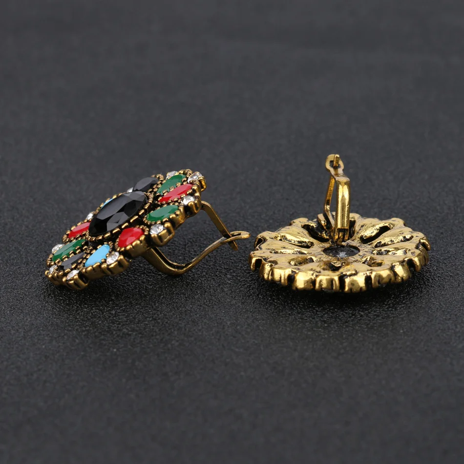 Кинели богемный Большой Хрустальный цветок серьги для женщин античное золото