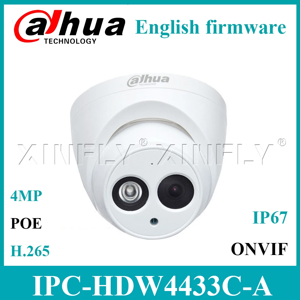 Dahua IPC-HDW4433C-A 4MP POE сетевая камера видеонаблюдения IP, мини-купольная Многоязычная IR30m Встроенный микрофон с логотипом Dahua