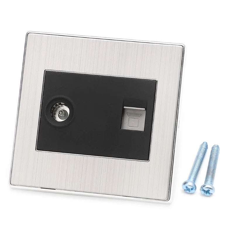 

RJ45 Wall Internet Socket With TV Outlet Stainless Steel Brushed Silver Panel