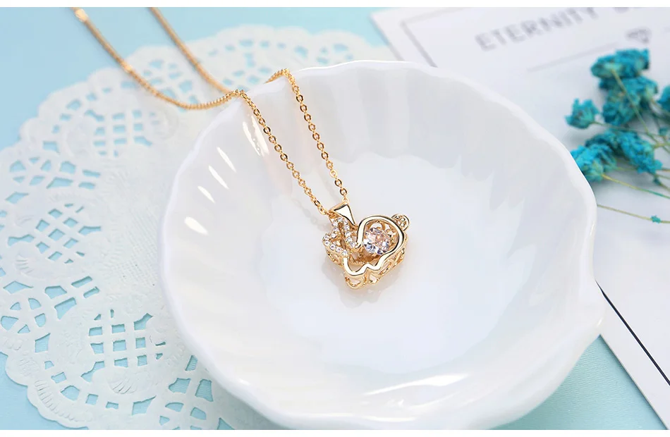 LADYCHIC милый кролик кристалл кулон ожерелья Золото Цвет Pet Bunny модные ювелирные изделия Аксессуары для женщин вечерние подарки LN1125