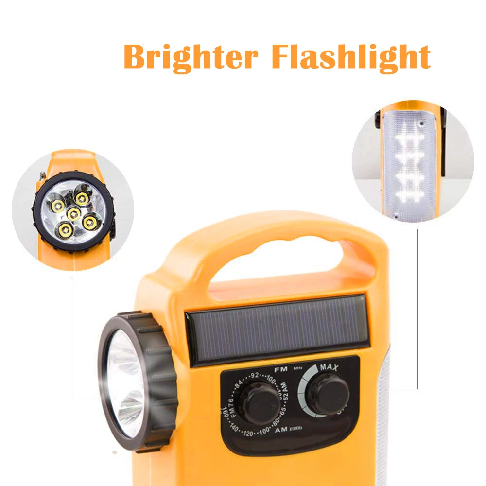 Наружный аварийный ручной Кривошип Солнечный Динамо AM/ FM радио 1000mAh внешний