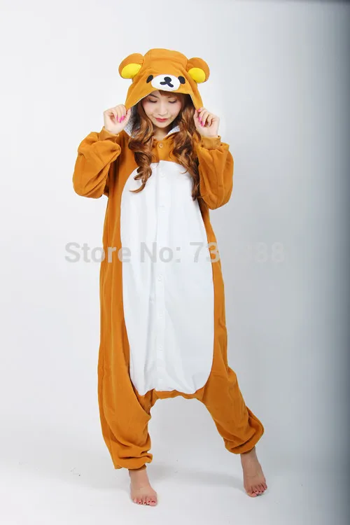 Забавный аниме рилаккума животное медведь Onesie для женщин мужчин и взрослых