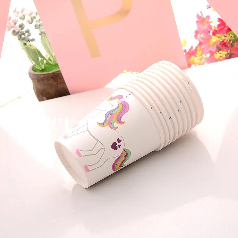 Omilut 10pcsUnicorn Plates Unicorn Disposable Cup/Tableware Happy Birthday Party Kid Baby Shower Decoration Suppli | Дом и сад