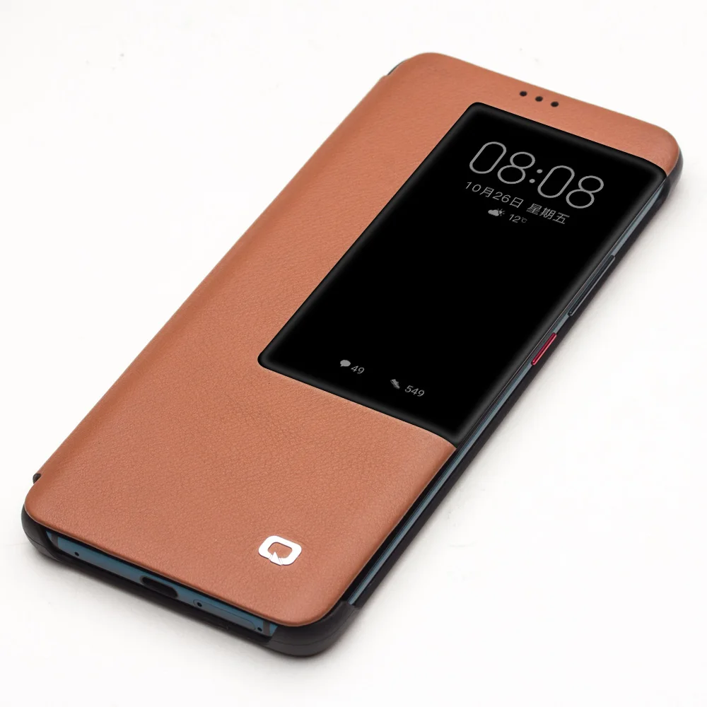 Light Brown QIALINO Роскошный чехол-книжка из натуральной кожи для huawei mate 20 Pro, Стильный Ультратонкий чехол ручной работы для смартфона mate 20/X - Цвет: Light Brown