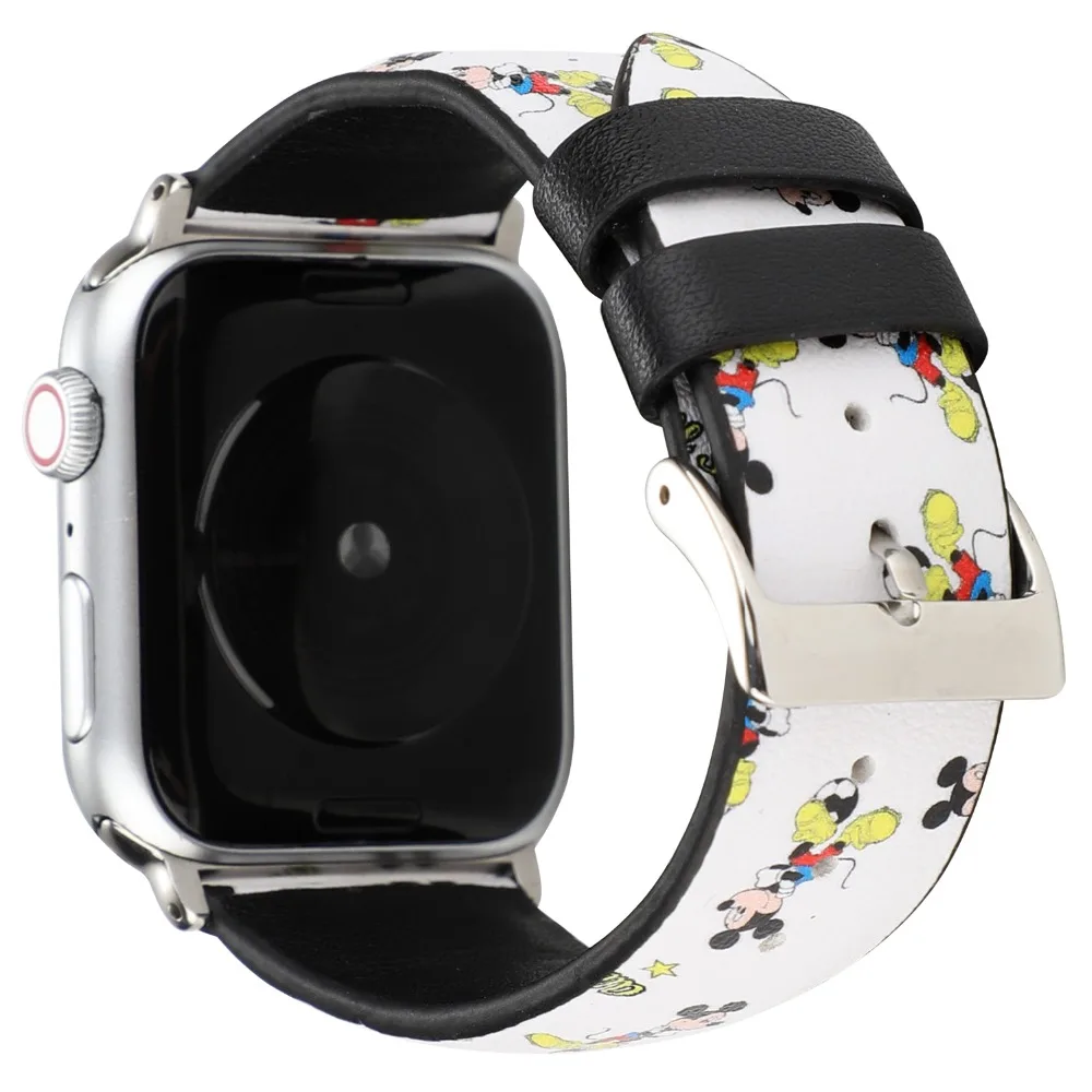 YUKIRIN Микки Перчатки с глазами Минни лук из натуральной кожи ремешок для Apple Watch Series 4 3 2 1 ремешок для iWatch 38 42 мм 40 44 мм мышь