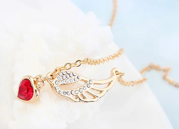 

Romantic Angel Wings Necklaces Crystals from Swarovski Love Heart Pendant Necklace Best Gifts For Women Girls Fashion Jewelry