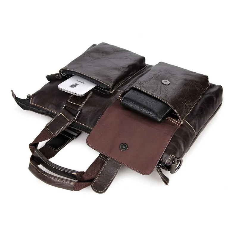 Lachiour Genuine Leather laptop bag Handbags Men Cowhide Crossbody Bag Men's Travel Shoulder Male Briefcases |