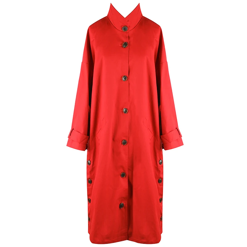 

2020 Autumn Korean New Fashion Long Windbreaker Women Stand Collar Solid Loose Big Size Overcoat Female Long Sleeve Trench Coat