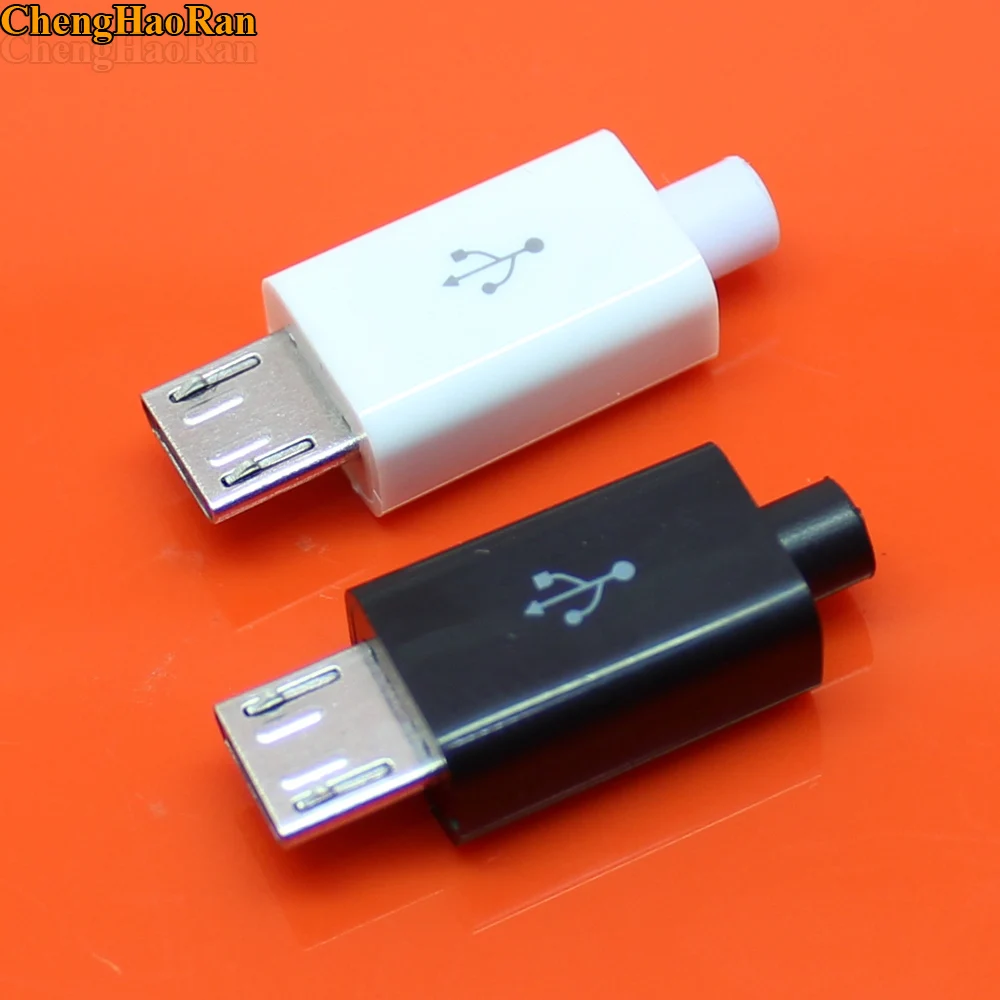 ChengHaoRan 10 шт. микро USB 4 контактный разъем штекер черный/белый Сварка данных OTG линия