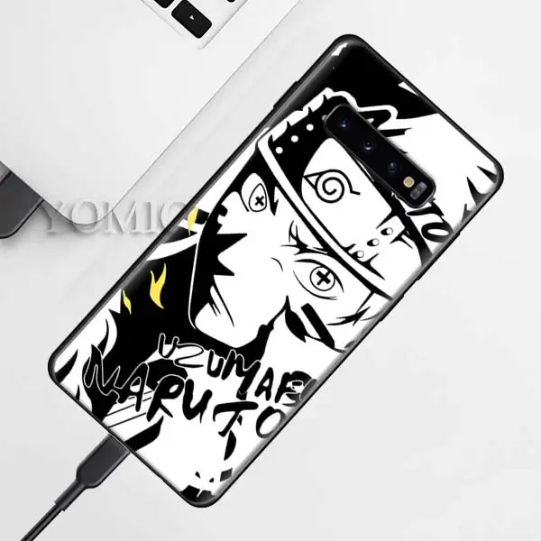 D-003 С героями аниме «Наруто» цельнокроеное черное мягкий чехол для samsung Galaxy S10 5G S9 S8 Plus+ S10e S7 A50 A70 Note 9 8 силиконовый чехол с бантом - Цвет: D-003