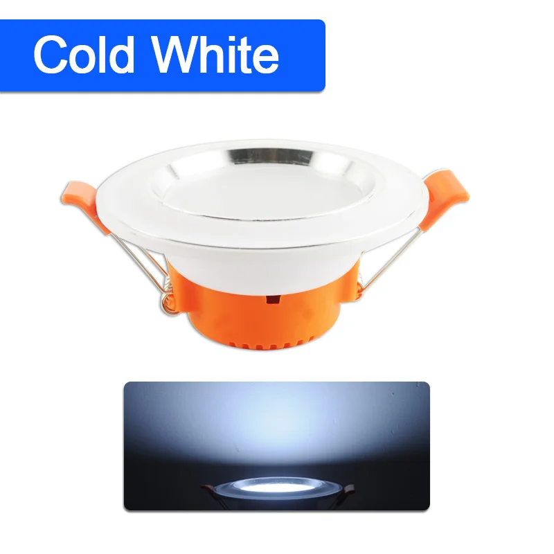 Cold White 3W Светодиодный светильник 3 Вт, 5 Вт, 7 Вт, 9 Вт, 12 Вт, 18 Вт, Круглый встраиваемый светильник, точечный светодиодный светильник, переменный ток 220 В, 240 в, потолочный светильник, внутренний Светодиодный точечный светильник для кухни - Испускаемый цвет: Cold White 3W