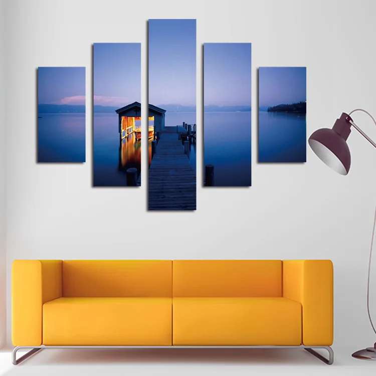 Пять шт. без рамки пляжный дом картина маслом с принтом на холсте для домашнего