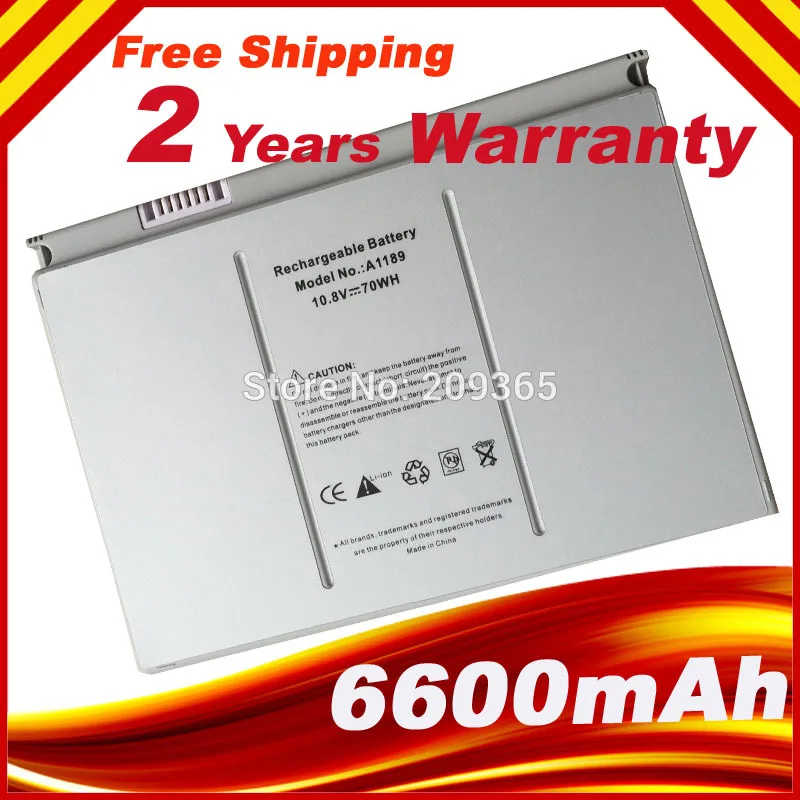 

HSW 68WH Laptop battery for Apple MacBook Pro 17" A1189 a1212 a1151 MA458 MA458*/A MA458G/A MA458J/A Series