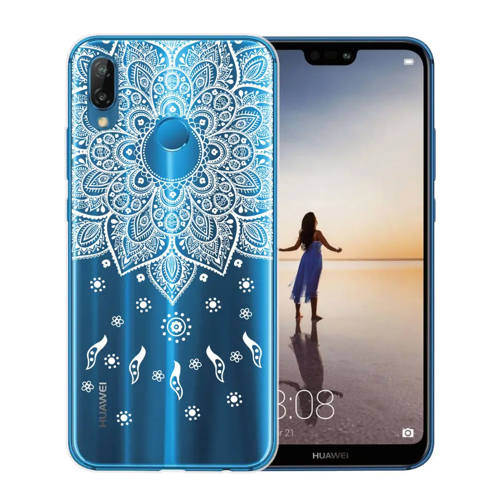 Чехол в стиле ретро с изображением цветка мандалы для Huawei P8 P9 Lite 2017 P10 P20 Pro мягкие