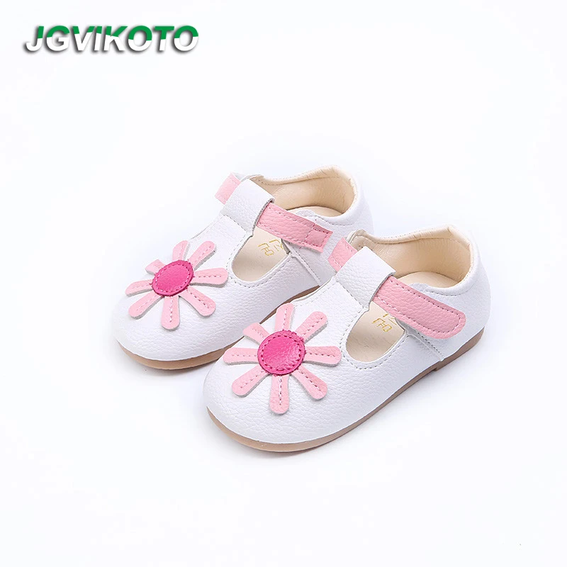 

JGVIKOTO Baby Girl Shoes Toddlers Girls Flat T-strap Kids School Shoes Soft PU Flowers Sweet Princess Fashion Children Flats