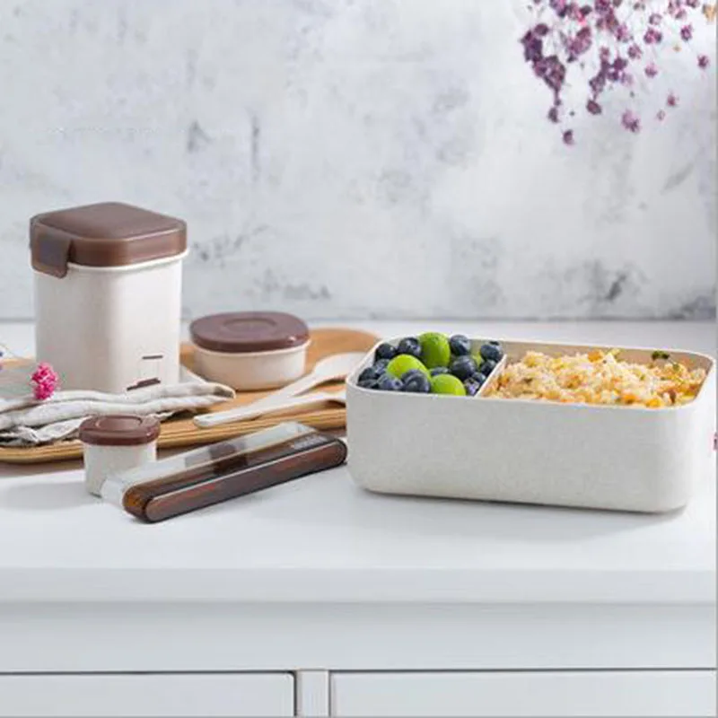 6 наборов рисовой шелухи MICCK коробка для завтрака без BPA Bento с мешочками контейнер