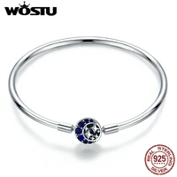 wostu authentic 925 sterling silver moon stars blue sky charm bracelet for women original fashion jewelry lover gift cqb080