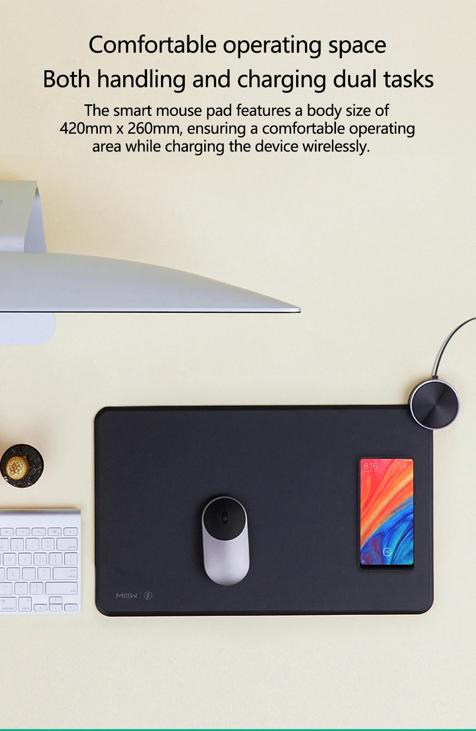 Xiaomi Miiiw смарт-Мышь Pad Qi Беспроводная зарядка Xiaomi Беспроводное зарядное устройство для телефона Iphone X Xs Быстрая зарядка игровой коврик для мыши