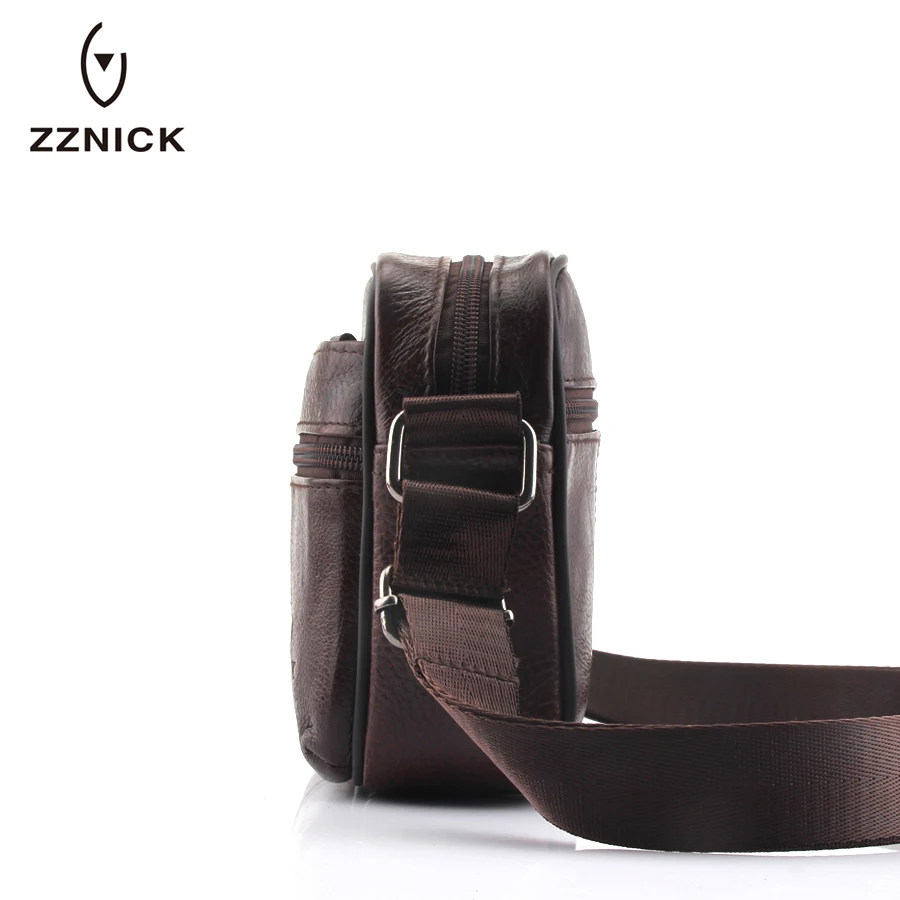 ZZNICK 2018 100%Genuine Cowhide Leather Shoulder Bag Small Messenger Bags Men Travel Crossbody New Fashion Flap |