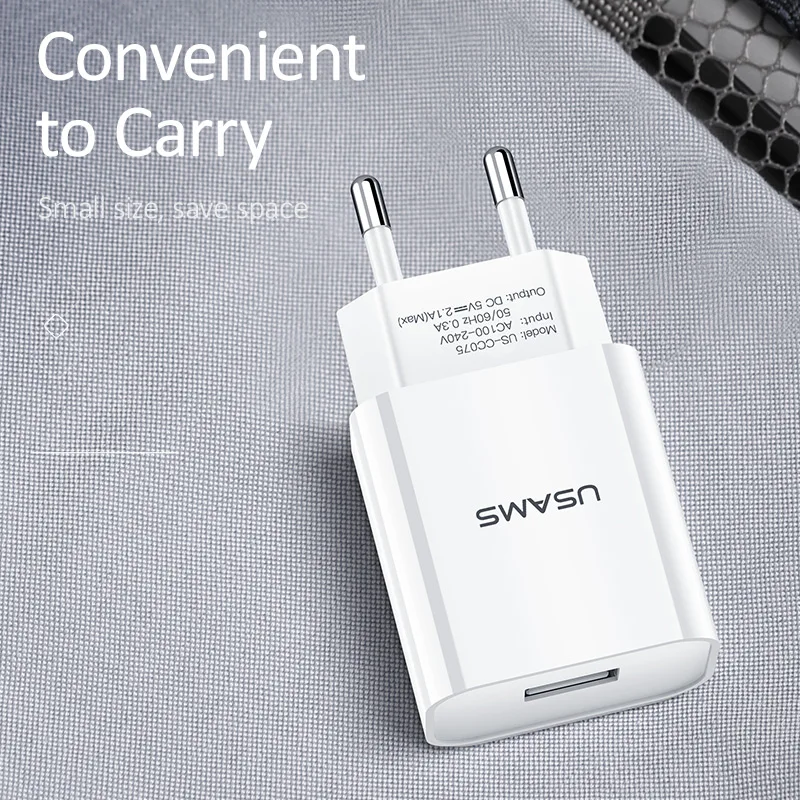 USAMS USB телефон зарядное устройство для iPhone iPad 2.1A один быстрое настенное Xiaomi samsung ЕС