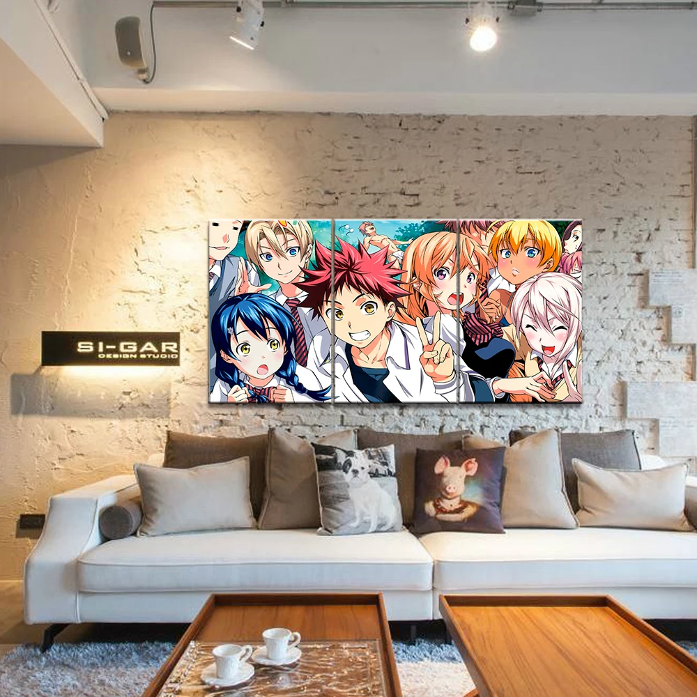 Картина на стену HD печать 3 шт. анимация Shokugeki No Soma плакат модульный холст