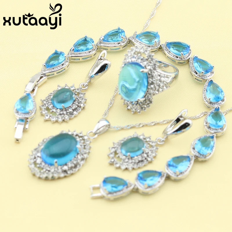 Женский модный комплект из колье серёг и браслета стерлингового серебра |