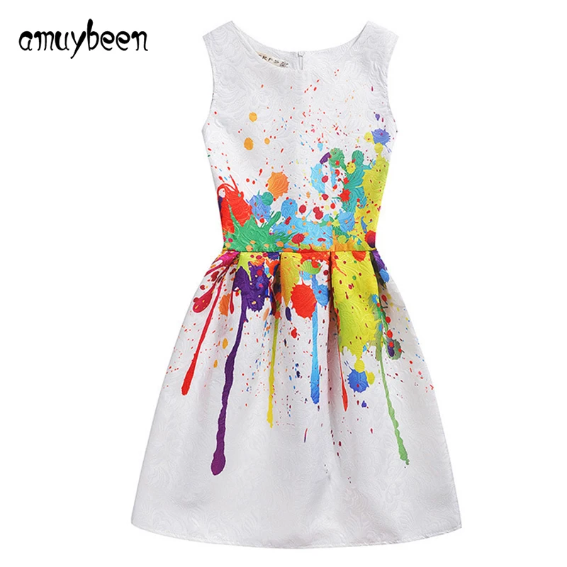 Amuybeen Girl Clothing 2019 New Baby Girls Sleeveless Princess Dress Party Wedding Print Pattern Dresses Formal 10 Kids Clothes | Детская
