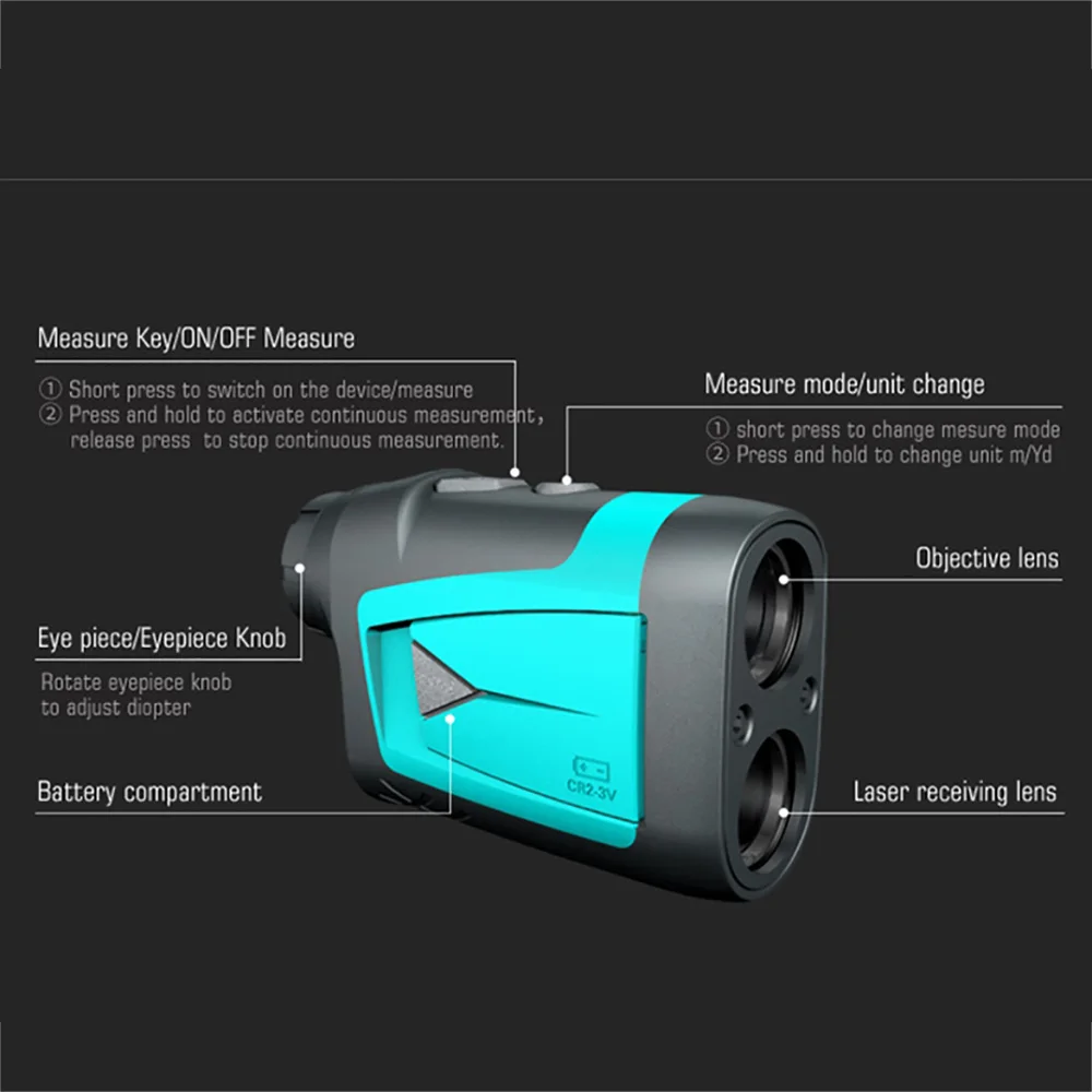 

HD Laser Rangerfinder Handheld PF210 Laser Range Finder 600 Meter for Golf Hunting Survey 6X Magnification Distance Measuring